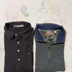 Criquet Black Polo and Gray Quarter-Zip Layering Set